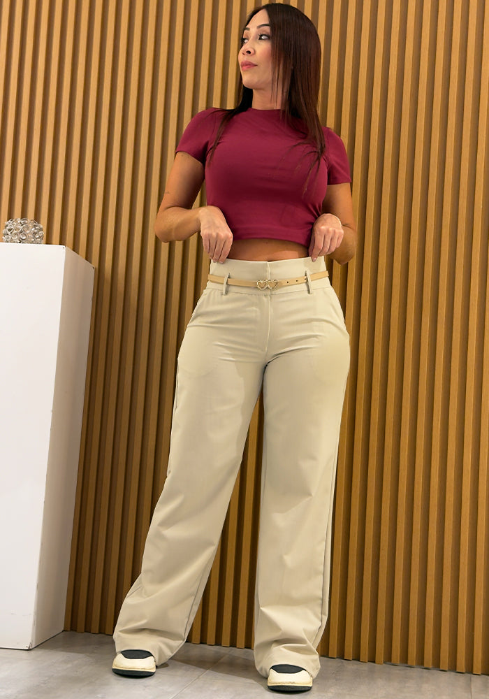 PANTALON CLASICO SILUETA AMPLIA PRETINA ANCHA