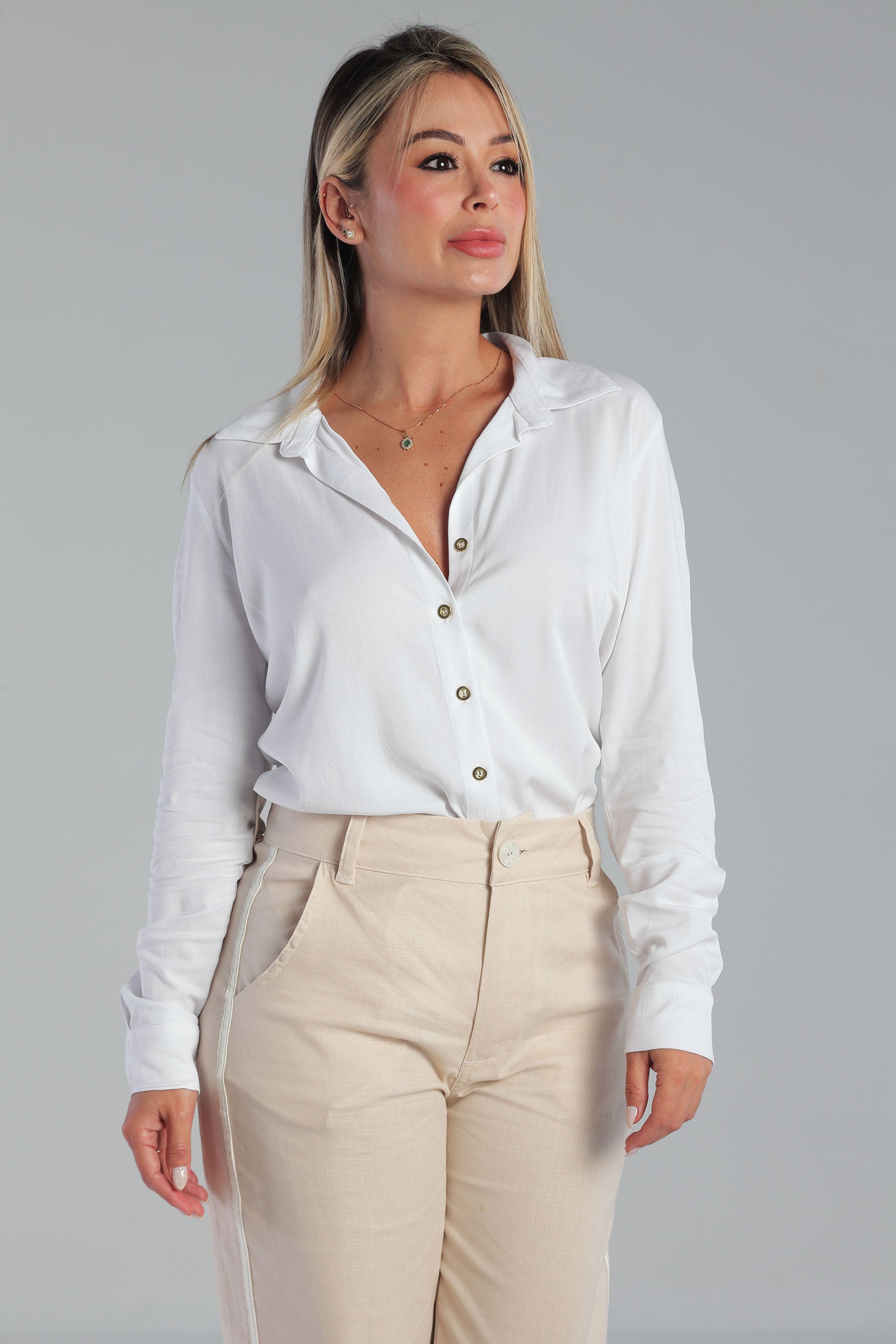 Camisa silueta ajustada, manga larga