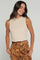 BLUSA CUELLO ALTO EN TELA CON TEXTURA