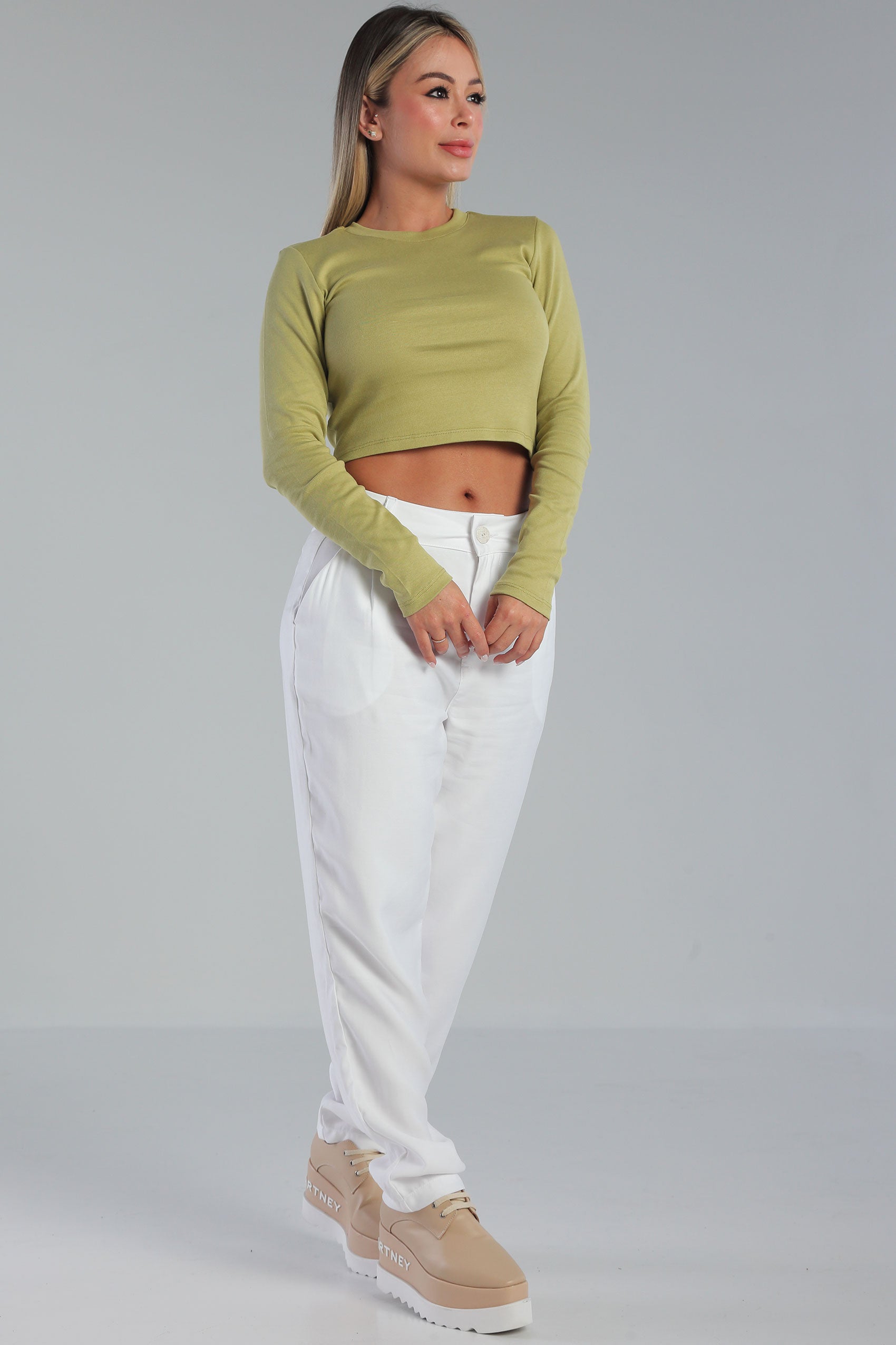 BUZO  CORTO CUELLO REDONDO EN TELA RIB CON SPANDEX