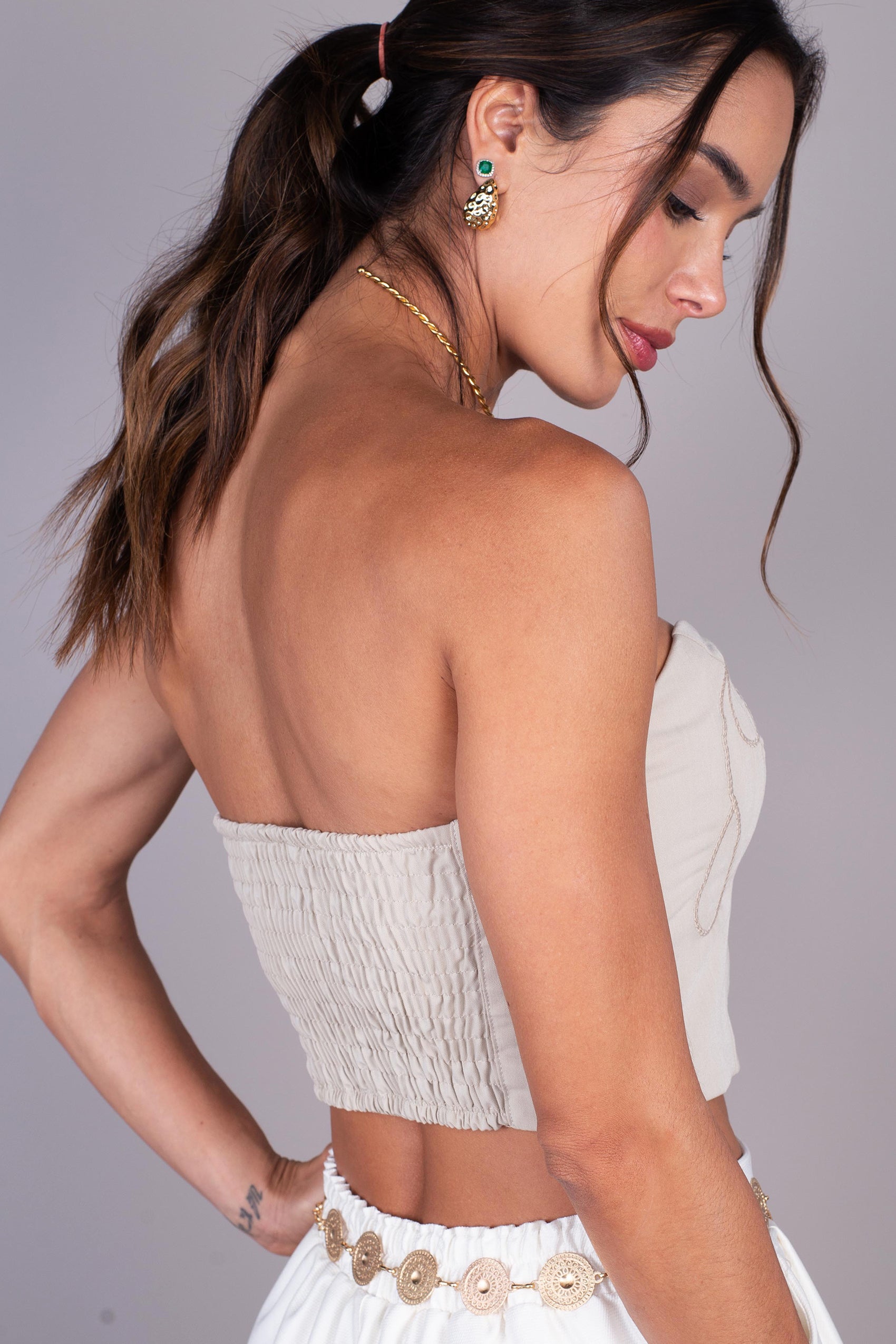 CROP TOP STRAPLESS ESCOTE CORAZÓN