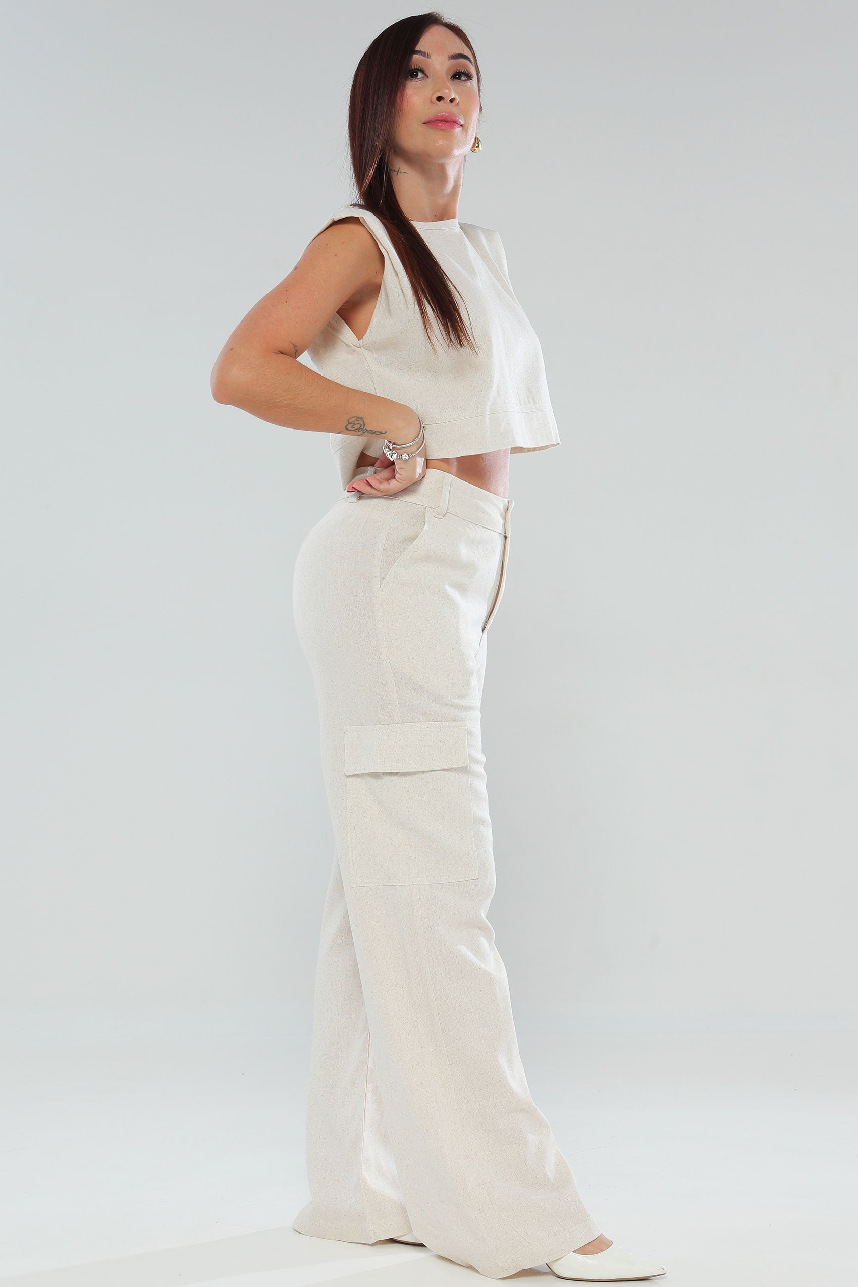 CONJUNTO LINO CON BLUSA MANGA INCLUIDA