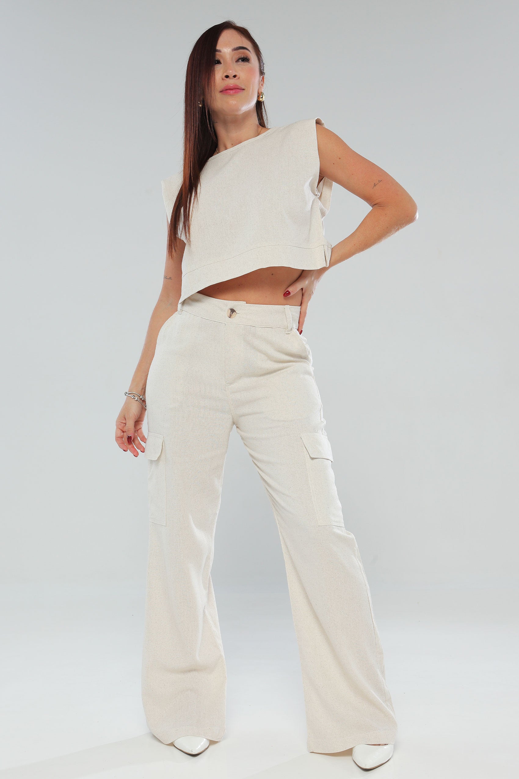 CONJUNTO LINO CON BLUSA MANGA INCLUIDA