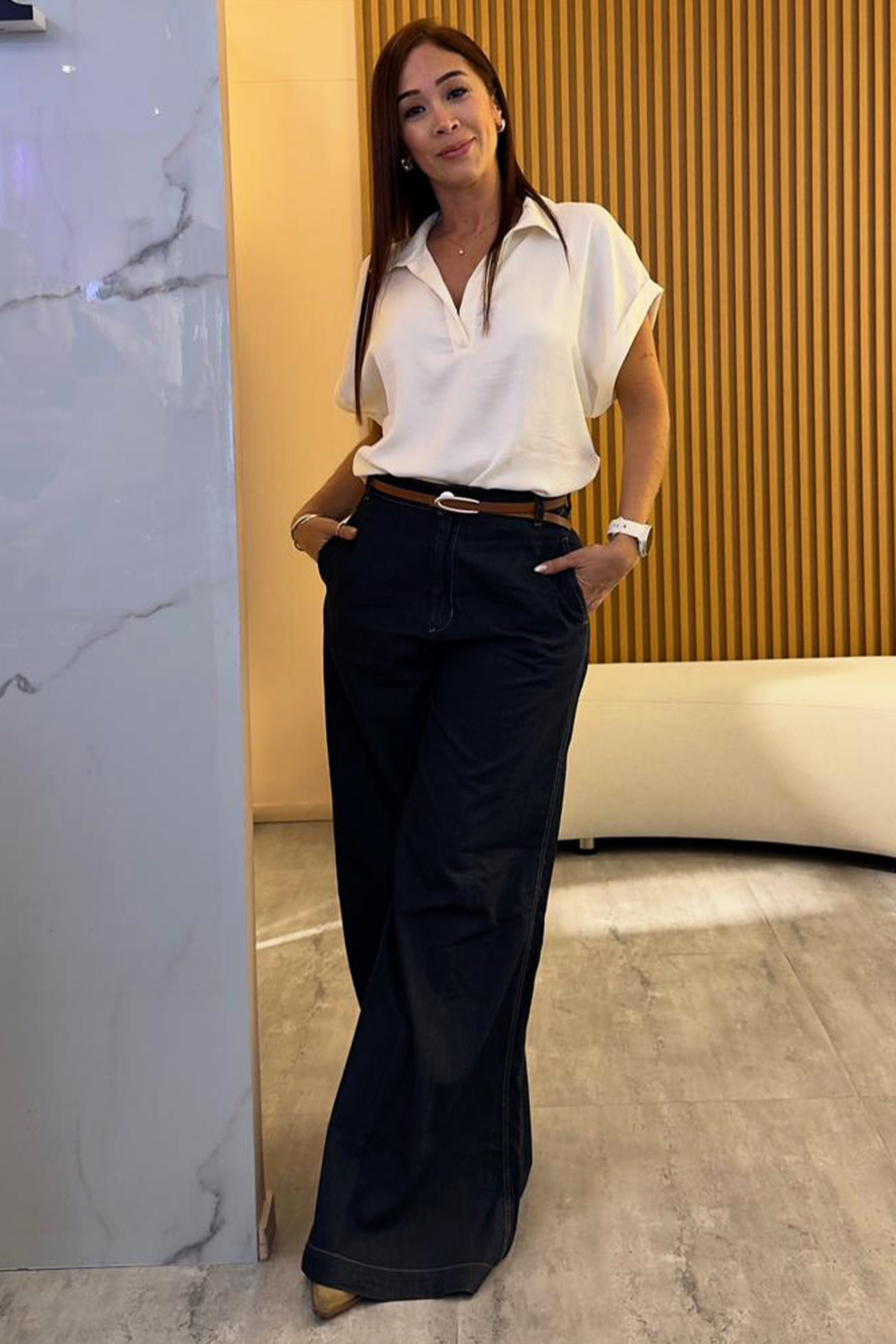 BLUSA CUELLO V MANGA INCLUIDA